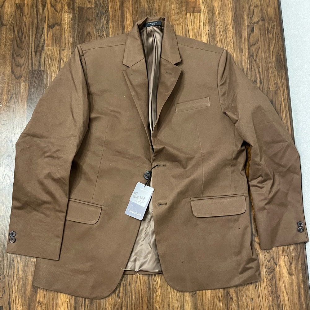 NWT Studio Suits custom brown suit jacket